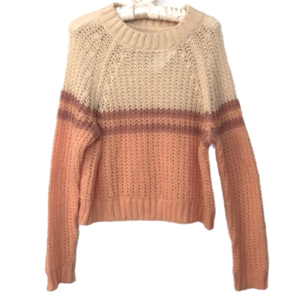 Chunky knit oversize sweater open weave stripes American Eagle FINAL PRICE